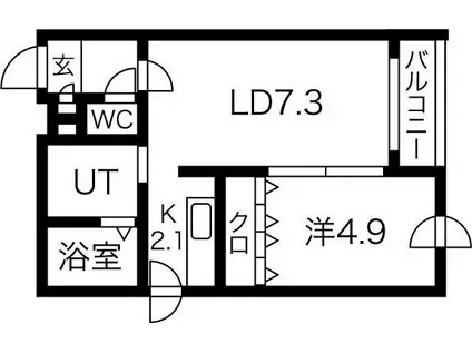 ディスティニーII(1LDK/5階)の間取り写真