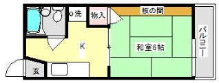 タウニィ渡辺(1K/2階)の間取り写真