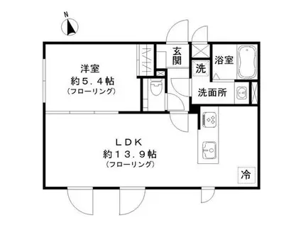 ストライプス豪徳寺(1LDK/2階)の間取り写真