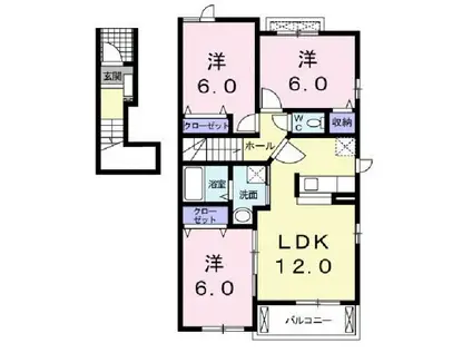 ネオプロヴィデンス(3LDK/2階)の間取り写真