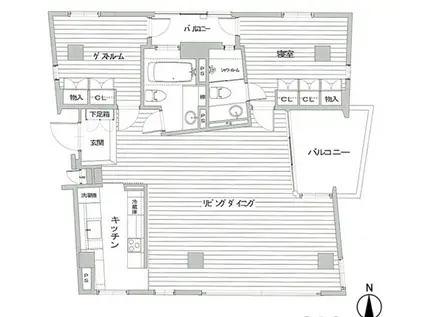 クレセントティー(2LDK/2階)の間取り写真