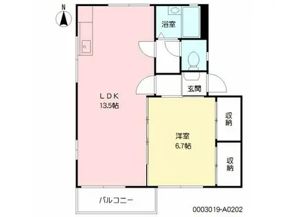 フレグランス七枝 ♯(1LDK/2階)の間取り写真