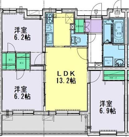 リベラ エレンシア(3LDK/3階)の間取り写真