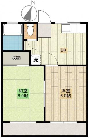 サンハイツ関口(2DK/2階)の間取り写真