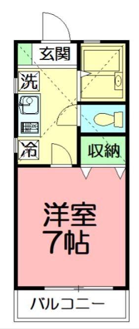 スカイコート(1K/1階)の間取り写真