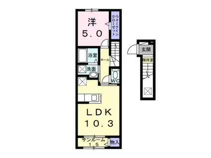 カーサ グラシオッソ A(1LDK/2階)の間取り写真