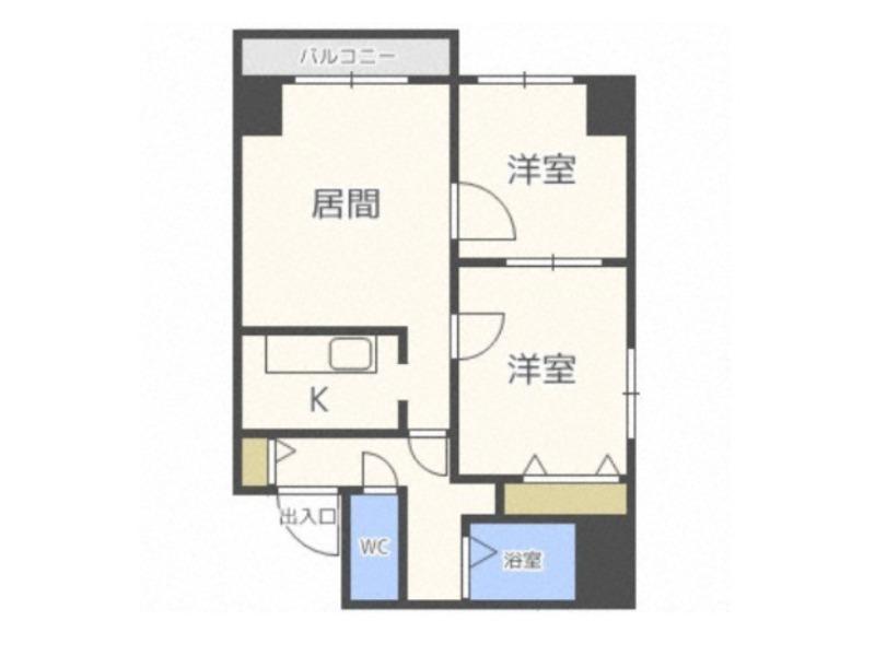 ラビエ円山(2LDK/6階)の間取り写真