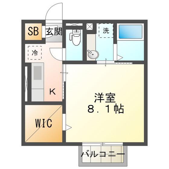 キートスマルカ C棟(1K/2階)の間取り写真