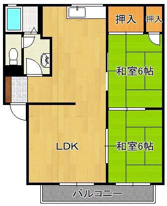 P-ARK曽根 E棟(2LDK/1階)の間取り写真
