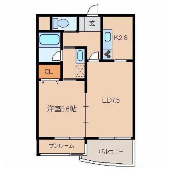 ビエネスタル(1LDK/3階)の間取り写真