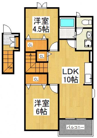 ステイブル(2LDK/2階)の間取り写真