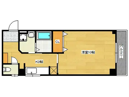 福助堂ビル(1DK/3階)の間取り写真