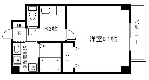 ビューコート東山II(1K/1階)の間取り写真