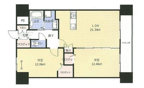 アークデュオ福島万世町(2LDK/7階)の間取り写真