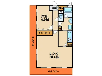 ベルトピア西明石III(1LDK/6階)の間取り写真
