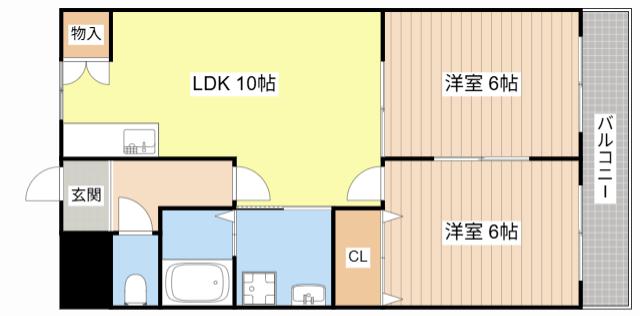 ドリーミィー(2LDK/4階)の間取り写真