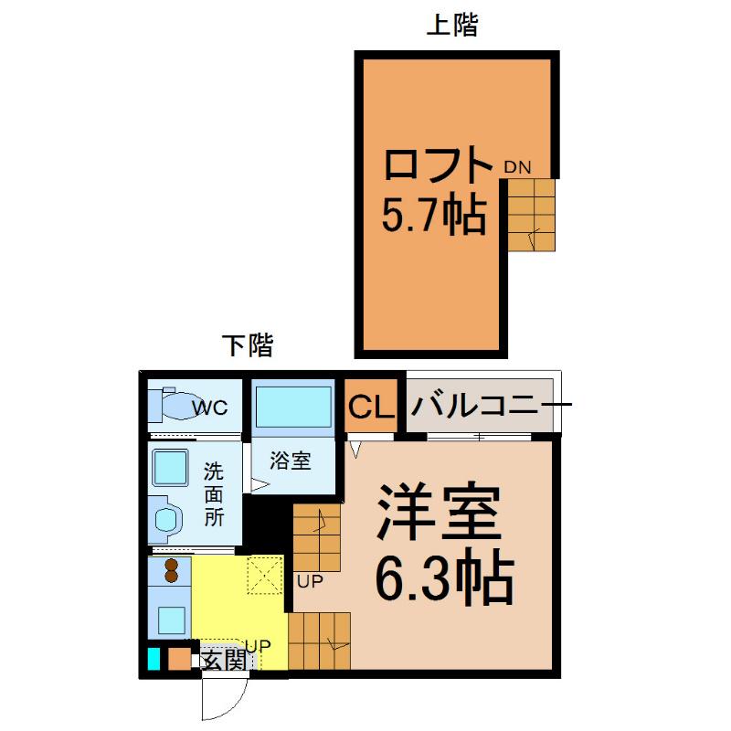 レクセラ(1K/2階)の間取り写真