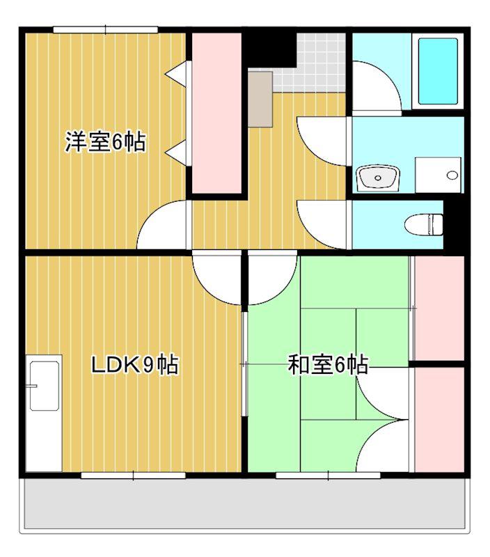 ディアコート(2LDK/1階)の間取り写真