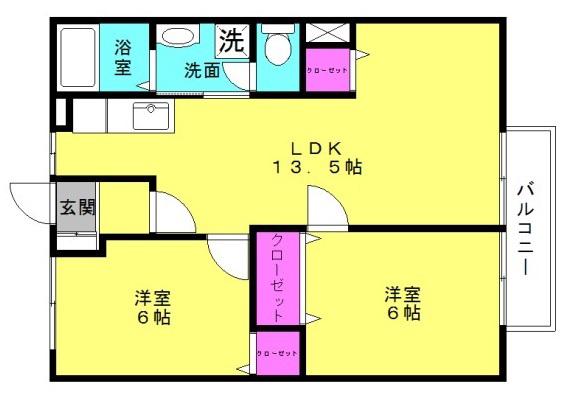 白池東ハイツ(2LDK/2階)の間取り写真