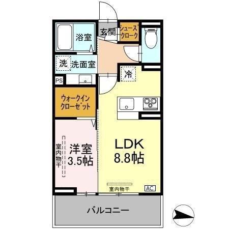 サンセール若里(1LDK/3階)の間取り写真
