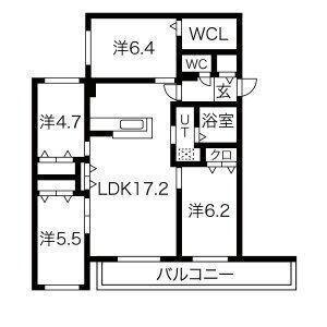 ゼスティ山の手(4LDK/3階)の間取り写真