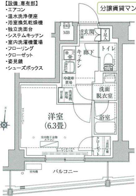 アイルプレミアム横浜ウエスト(1K/1階)の間取り写真