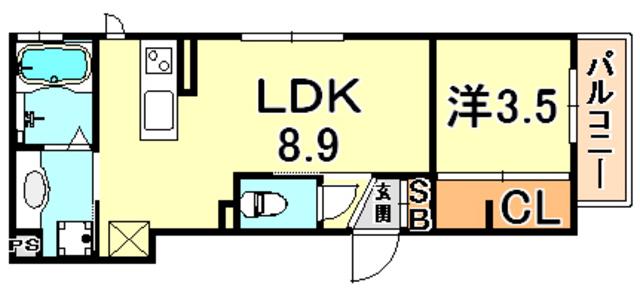 ディアコート中道8(1LDK/1階)の間取り写真