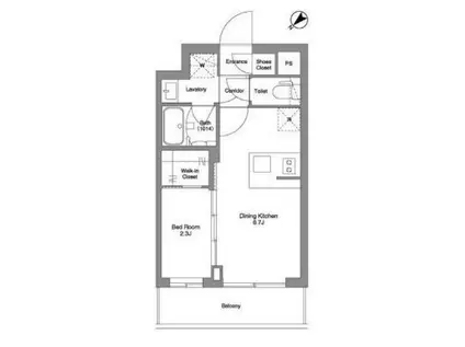 ビーピーアールレジデンスモトマチ ベイ サイド(1DK/5階)の間取り写真