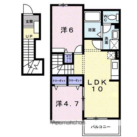 サン・ラブリーB(2LDK/2階)の間取り写真