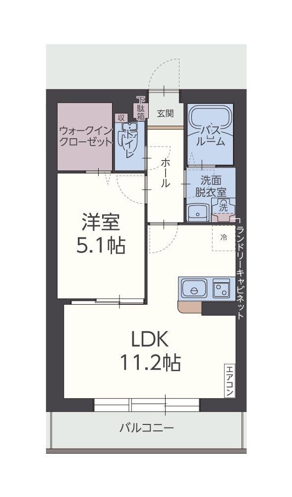 ユズソラーナ(1LDK/2階)の間取り写真