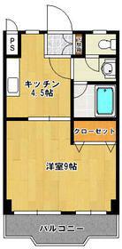 スカイハイツ下郡(1K/1階)の間取り写真