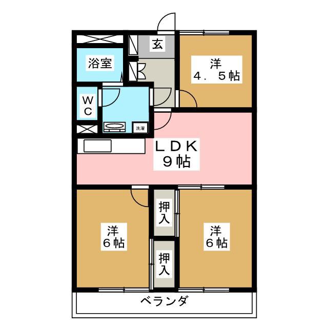 クオリティープラザ長野(3DK/3階)の間取り写真