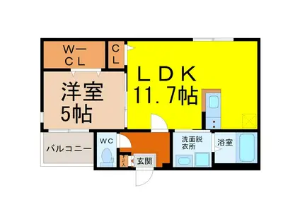 天白区野並二丁目コーポ(1LDK/1階)の間取り写真