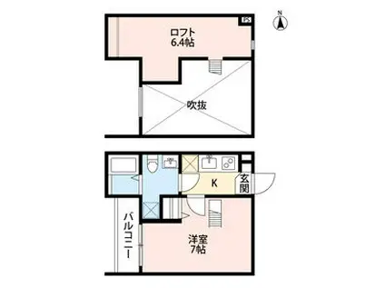 サンテラス西岩田(1K/2階)の間取り写真