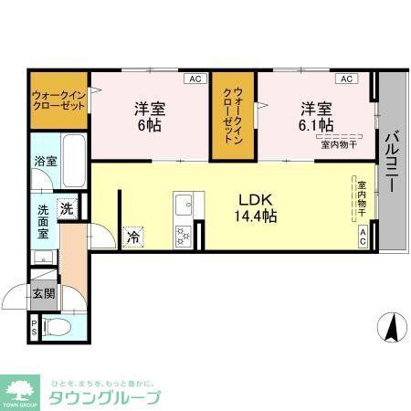 エリオント大和中央(2LDK/3階)の間取り写真