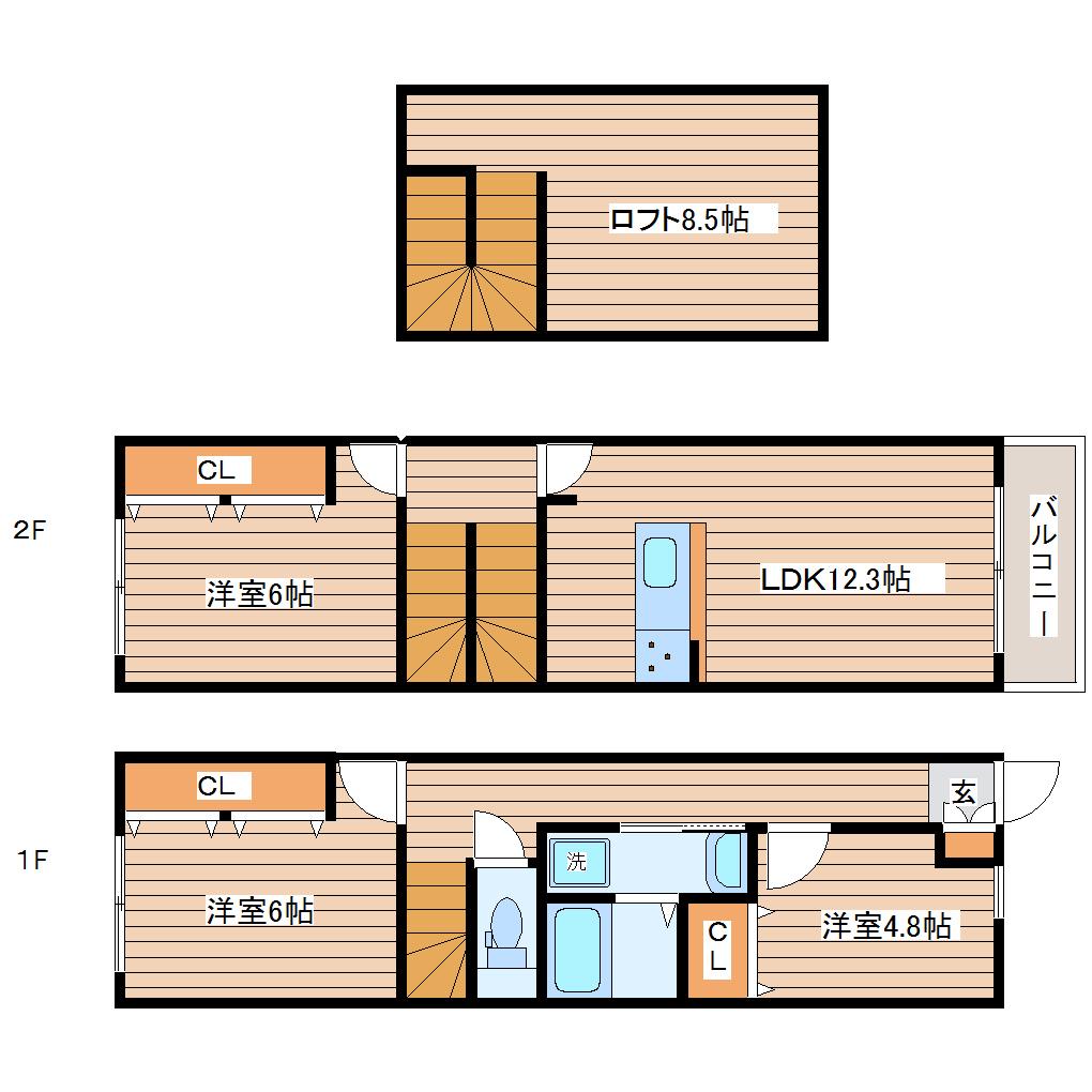 KLEINES HAUS(3LDK/1階)の間取り写真