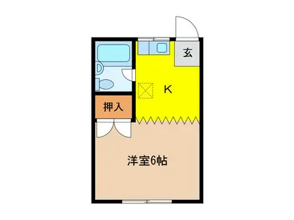 コーポ岡田D棟(1K/2階)の間取り写真
