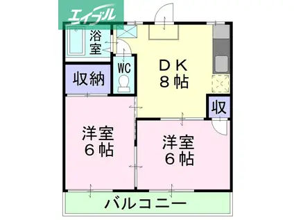 メゾン松尾A棟(2DK/2階)の間取り写真