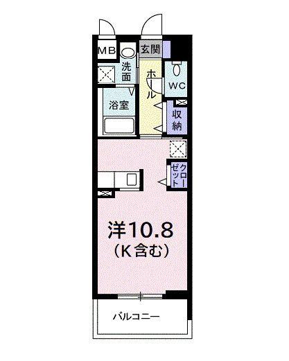 アベニール国立(ワンルーム/2階)の間取り写真
