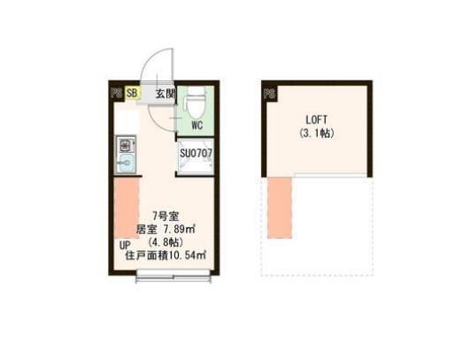 ハーモニーテラス東中野(ワンルーム/1階)の間取り写真