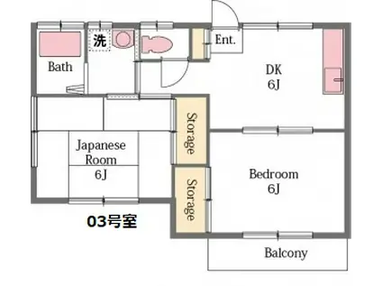 ミクターハイツ(2DK/1階)の間取り写真
