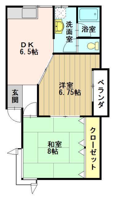 アルカサール(2DK/1階)の間取り写真