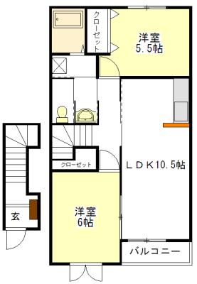 ソレアード・S(2LDK/2階)の間取り写真
