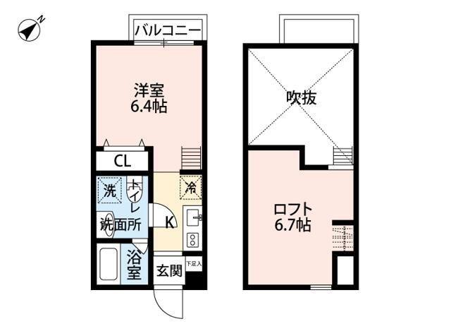 ツリーフィールド相模原(ワンルーム/2階)の間取り写真