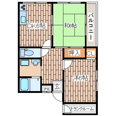 メープルハイツ(2DK/3階)の間取り写真