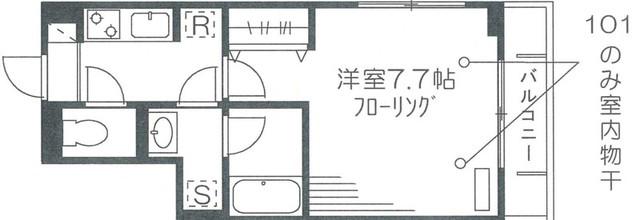 サンライズヒルズ(1K/1階)の間取り写真