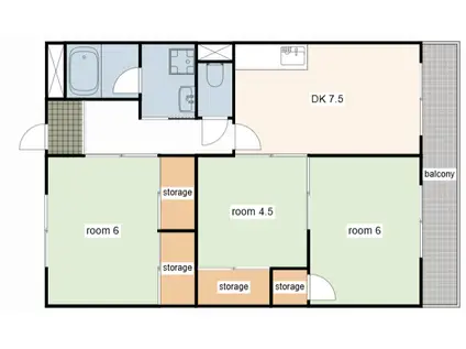 グレースマンション日飼(2DK/1階)の間取り写真