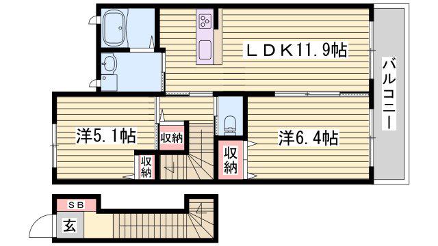 シャーメゾンゴンロク(2LDK/2階)の間取り写真