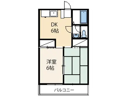 第二ハーベスト(2DK/2階)の間取り写真