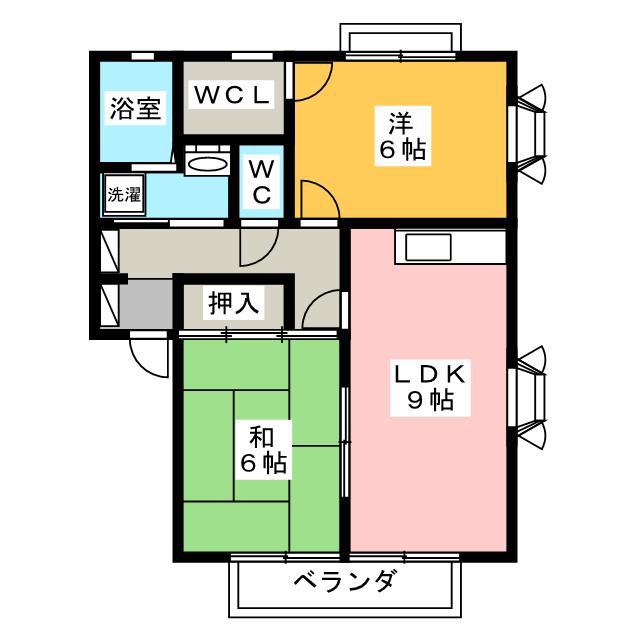 パインフォレストA(2LDK/2階)の間取り写真